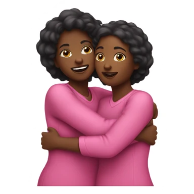 Two Black woman hugging wearing pink sticker