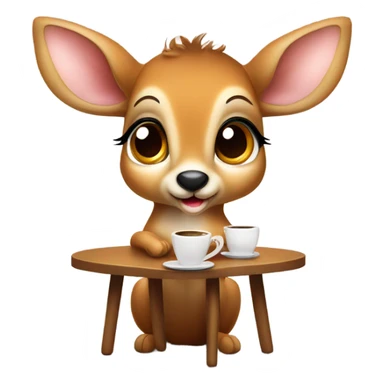 Baby deer drinking coffee sticker