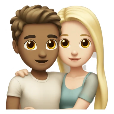 Two friends hugging, both with white skin, but one with blond hair and the other dark hair sticker