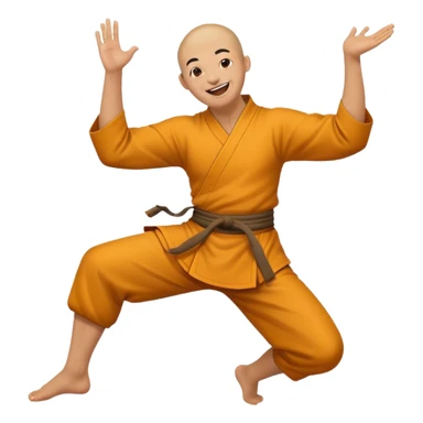 A Shaolin monk laughing while raising one leg  sticker