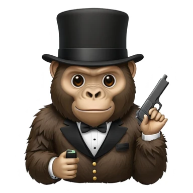 Gorilla with a Glock and a top hat sticker