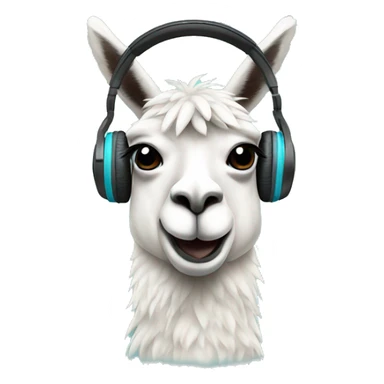  llama with headphones  sticker