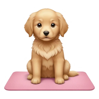 Golden retriever puppy on light pink yoga mat sticker