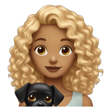 curly girl with black chihuahua sticker