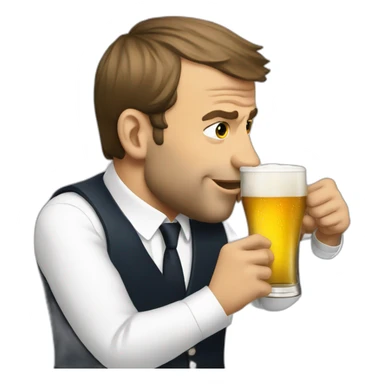 emanuel macron drinking beer sticker