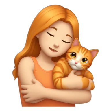 little girl with light brown hair hugging an orange cat really tight sticker