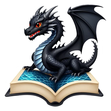 Open book with a black dragon coming out of it  sticker