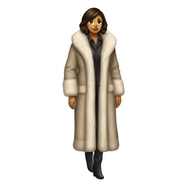 Realistic brunette mob wife full body fur coat sticker