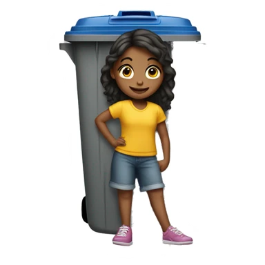 The girl next to the trash can sticker