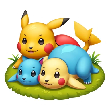 2 friendly pokemans one fell down and the other is helping the other get up  sticker