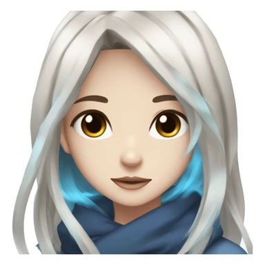 Beautiful anime girl with more white streaks in darker brown hair and blue eyes sticker