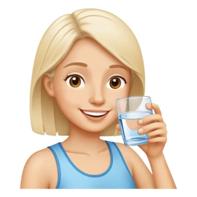 person drinking a glass of water, cheerful and healthy, simple and expressive sticker