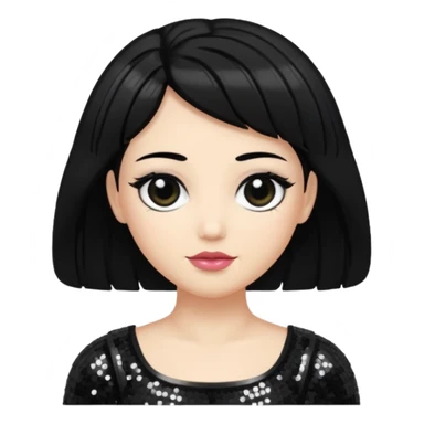 Saturn (Mythology) with black hair, black sequin outfit sticker