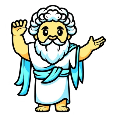 Zeus waving hello in a sticker cartoon style sticker