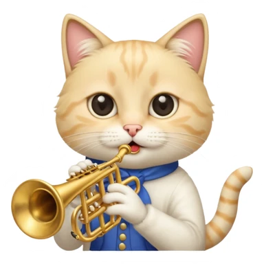 blonde cat play trumpeter, portrait sticker