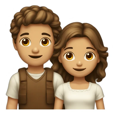 Gemelos Niño y niña de 8 años, niño pelo marrón claro y la niña pelo marrón oscuro rizado sticker