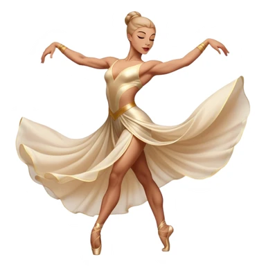 Cinematic Realistic Dance Poses, an elegant dancer mid-motion, muscles tensed with control, soft fabric of their attire flowing with movement, dramatic lighting highlighting the graceful lines, glowing with passion and poise. sticker