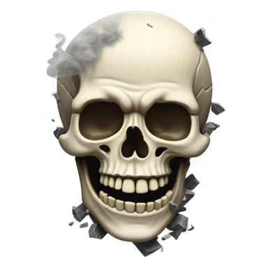 A dead skeleton laughing with and explosion in his head sticker