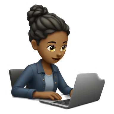 the girl is working on a laptop sticker