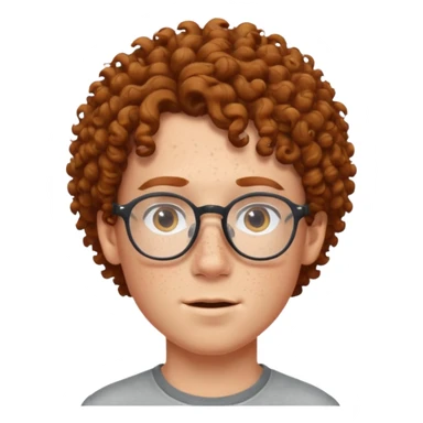 freckled boy with curly hair with glasses sticker