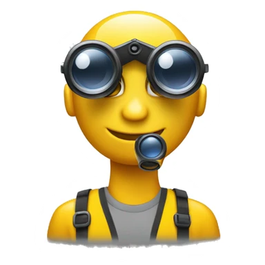 Yellow circle emoji holding binoculars with a smirk sticker