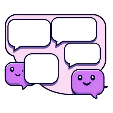 cartoonish online forum interface with expressive chat bubbles in sticker style sticker