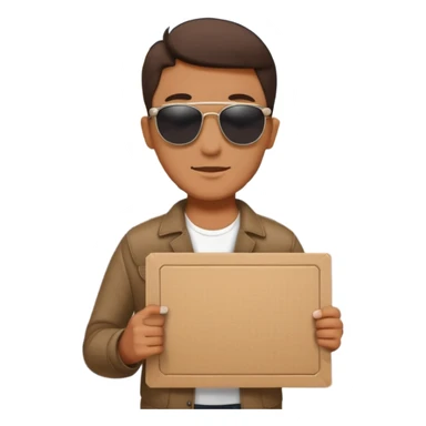 a man with cardboard in hands stopping cars sticker