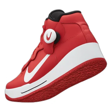 Chaussure Nike rouge et blanche avec le logo en noir sticker