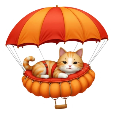 sleepy cat riding red parachute sticker