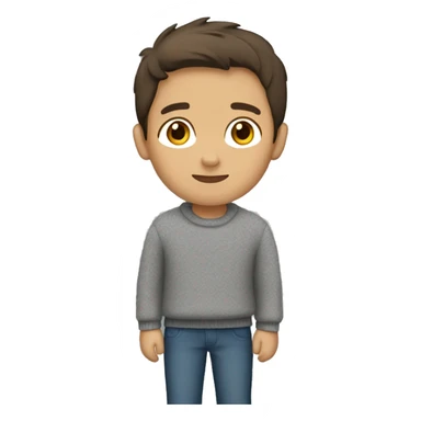 winter, christmas, hispanic, short brown hair, boy, brown eyes, child, full body, grey sweater sticker