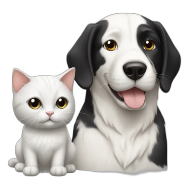 Black and white cat with white dog sticker