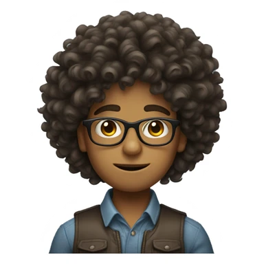 A boy with 34 eyes and big hair with clothes and glasses sticker