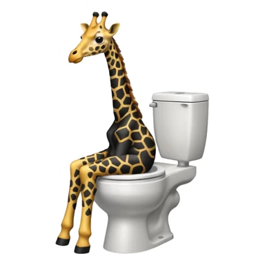 Black giraffe sitting on a tiolet sticker