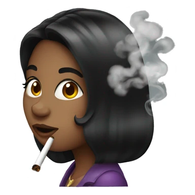 black hair girl smoking  sticker