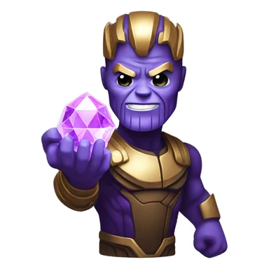 Thanos holding smallglowing purple crystal, iOS emoji style art  sticker