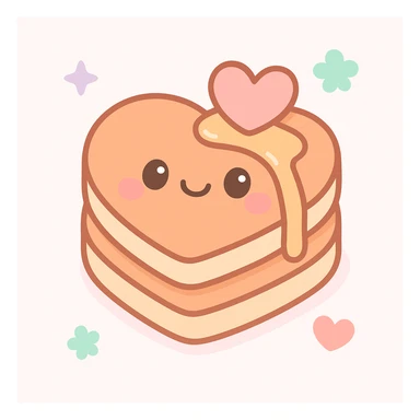 heart shaped pancakes, kawaii style sticker