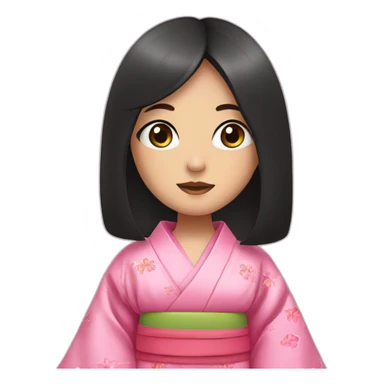  A girl wearing a pink kimono, with long black hair and wide pink eyes sticker