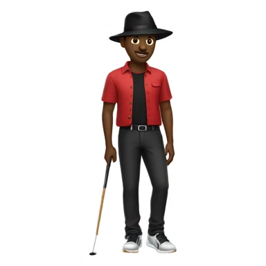 🏌🏾‍♂️ but with a black hat, red shirt, and black pants and shoes sticker