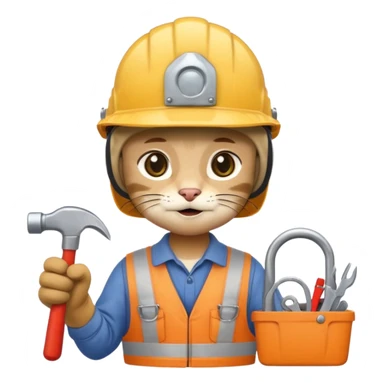 cat, handyman Outfit, wearing a Helmet sticker