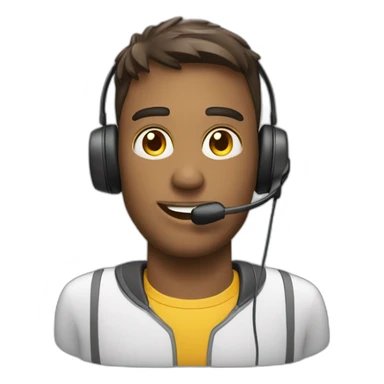 customer service man with headset too hot sticker