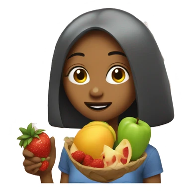 Lexi eating fruit sticker