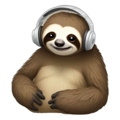 Sloth listening to a song sticker