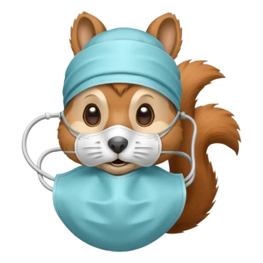 Squirrel with a hospital mask sticker