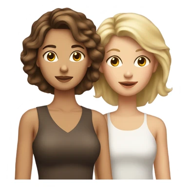 Brown hair with blonde highlights mom and brunette daughter  sticker
