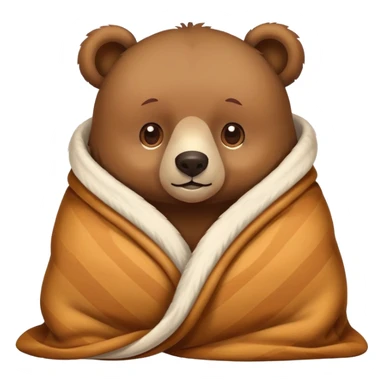 bear cozy in blanket sticker