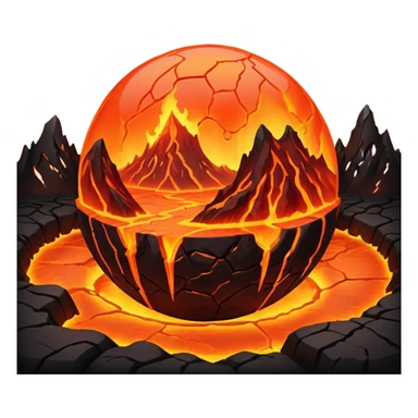 sphere globe planet, surface covered with lava and valley sticker