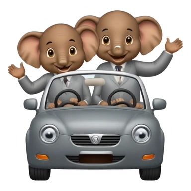 Elephants driving a car sticker