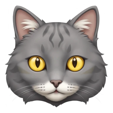 A gray cat with yellow eyes named max he is very cute and has a white spot on his neck sticker