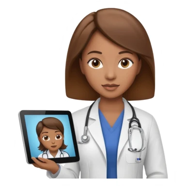 black female doctor and ultrasound technician brown hair on technician sticker