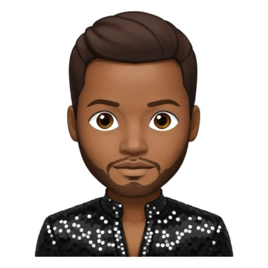 Jaheim with dark brown hair, black sequin outfit  sticker